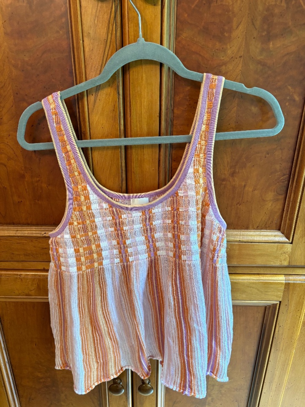Anthropologie's Maeve Scoop-Neck Textured Stripe Swing Tank Size Medium NWT